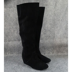 Colin Stuart Shoes Womens 6.5 Boots Tall Wedge Fashion Leather Pull On Black